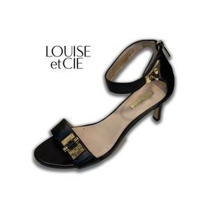 LOUISE et CIE LEATHER BLACK PUMP ANKLE STRAP STILETTO sz 9